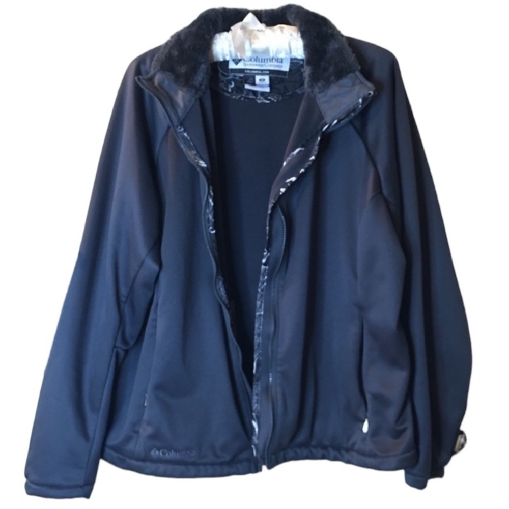 Columbia interchange Fleece gray Jacket with Faux Fur Lined Collar size 1X